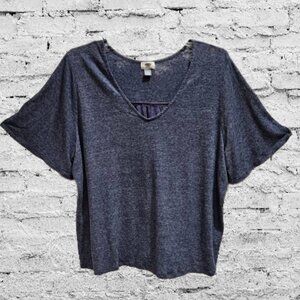 Old Navy Bluesday Knit/Gauzy Short Sleeve Woman's Top - XXL